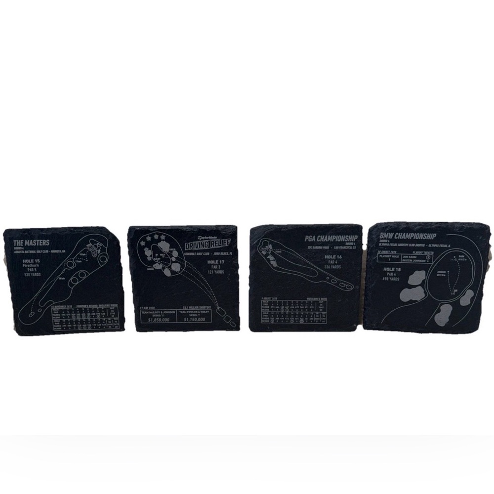Set of Four Black Slate Coasters with TaylorMade Greatest Moments of 2020